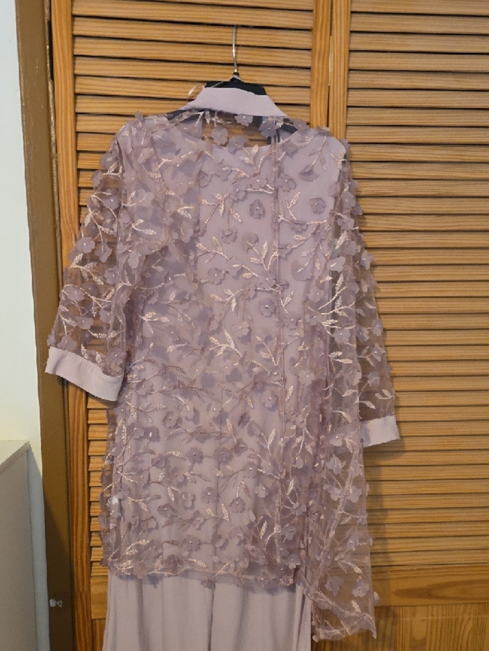 RM RICHARDS Lilac Embroidered Sheer Robe and Dress Set - Picture 4 of 4